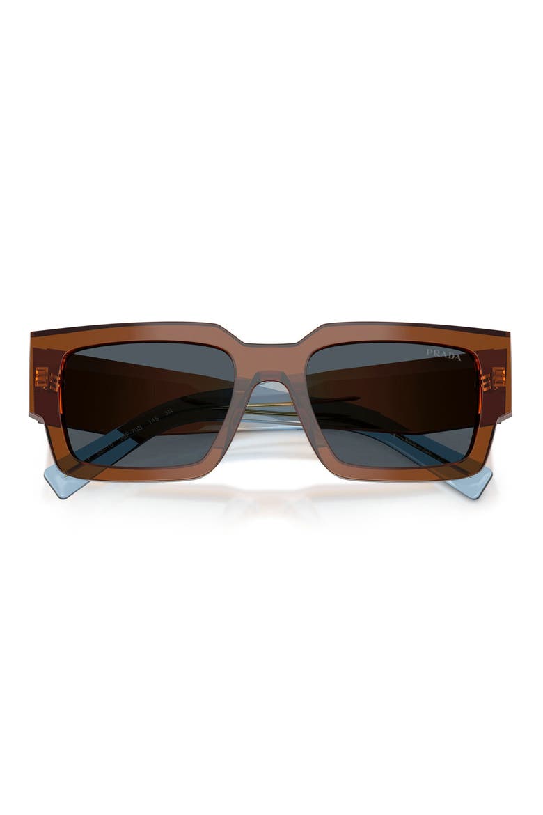 55mm Rectangular Sunglasses, Alternate, color, CHOCOLATE / DARK GREY