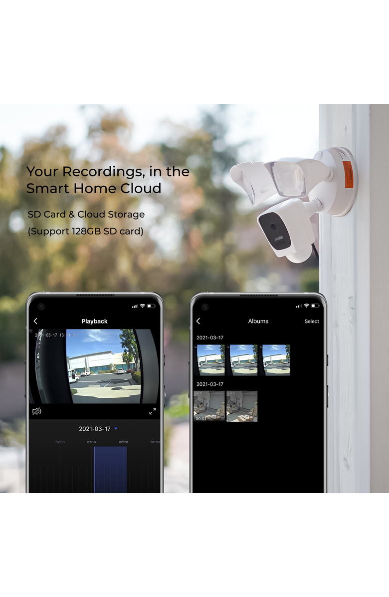 Eco4Life 2K HD WiFi Floodlight Camera, Alternate, color, White
