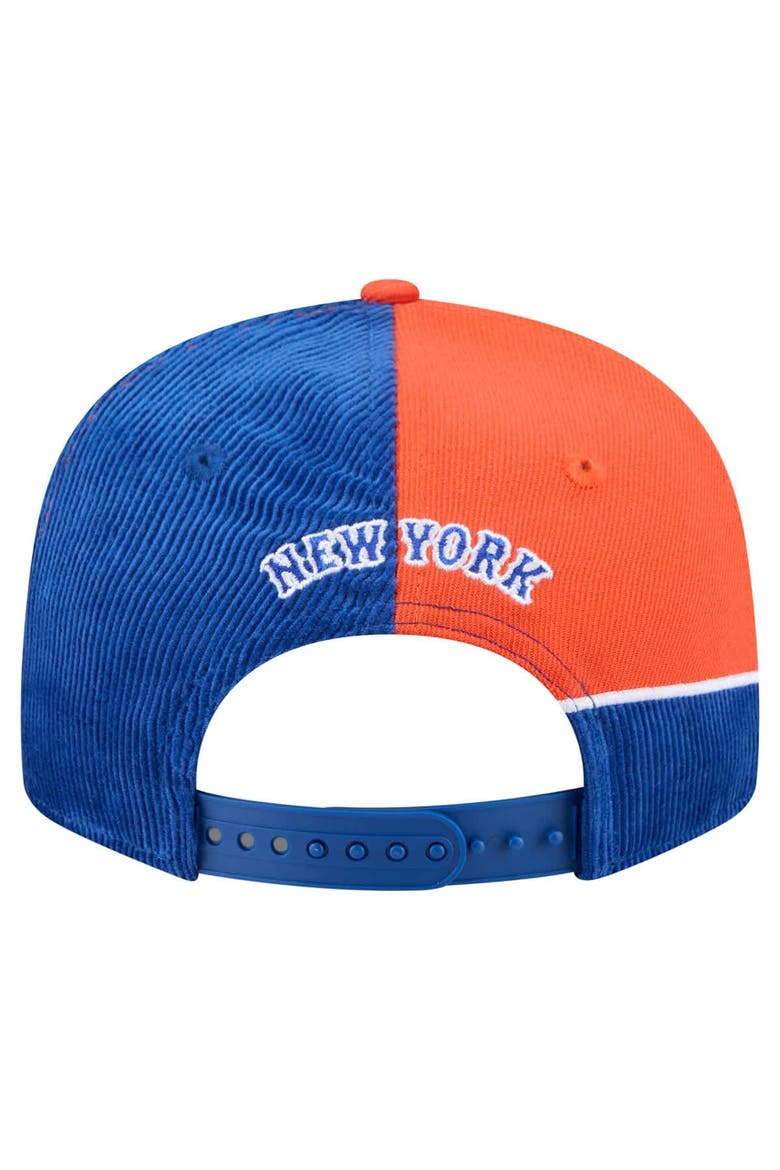 Men's New Era Royal/Orange New York Mets Retro Split Corduroy Snapback Hat, Alternate, color, Royal