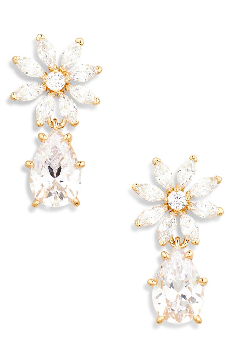 Nadri Wildflower Cubic Zirconia Drop Earrings, Alternate, color,