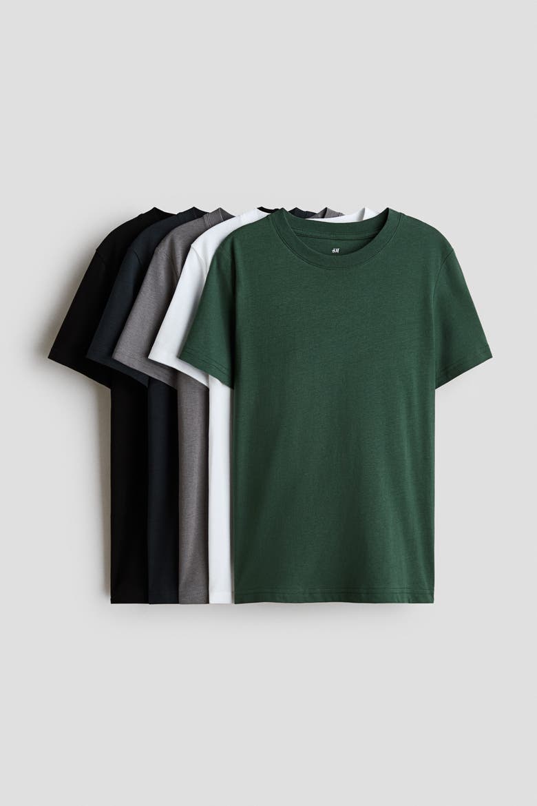 5-Pack T-Shirts, Alternate, color, Light gray/white