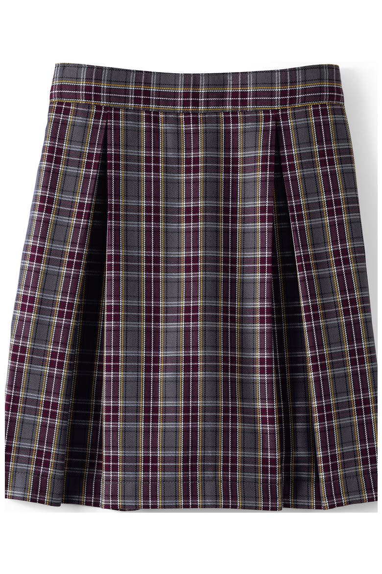 Girls Top of Knee Plaid Skort, Main, color, Plaid Gray Heather/Maroon