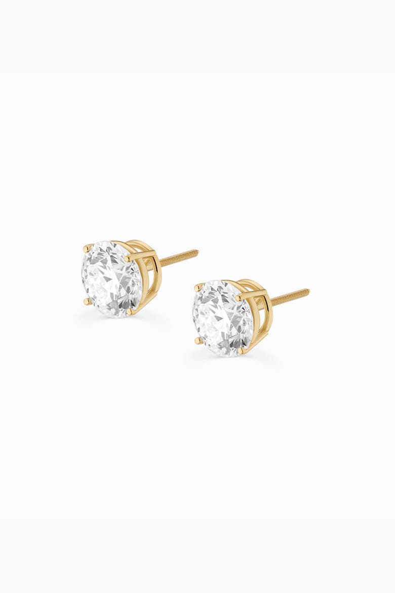14K Solid Gold Luminous 2 Carat Lab Diamond Classic Studs, Alternate, color, Yellow Gold, Lab Diamonds