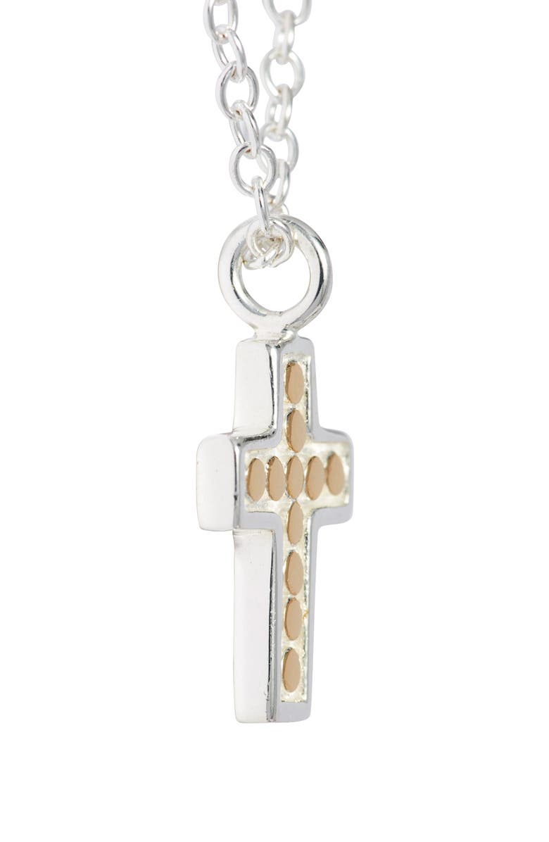Anna Beck 'Gili' Reversible Mini Cross Necklace, Alternate, color, Two Tone