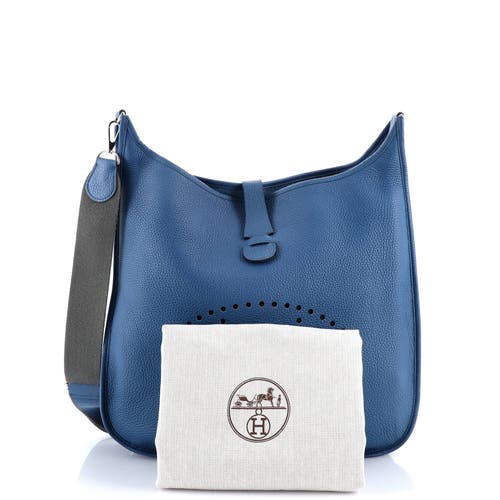 Pre-owned Hermes Hermes Evelyne Bag Gen Iii Clemence Tgm In Blue