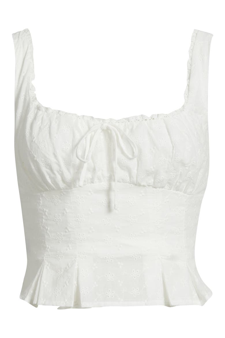Shirred Crop Top, Alternate, color, WHITE