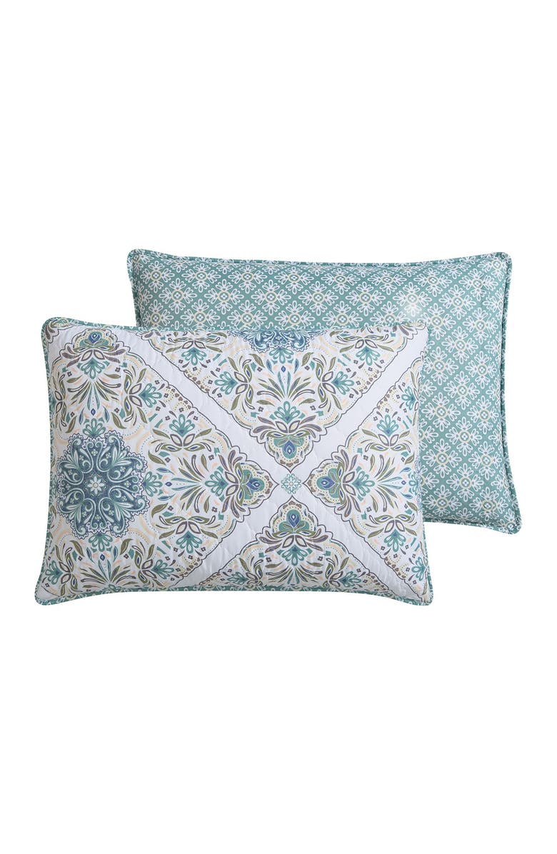 VCNY HOME Windsor Reversible Medallion Quilt Set - King, Alternate, color, Aqua