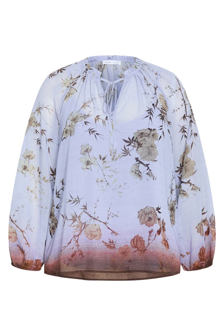 Love Border Print Top, Alternate, color, MOONLIT DUSK