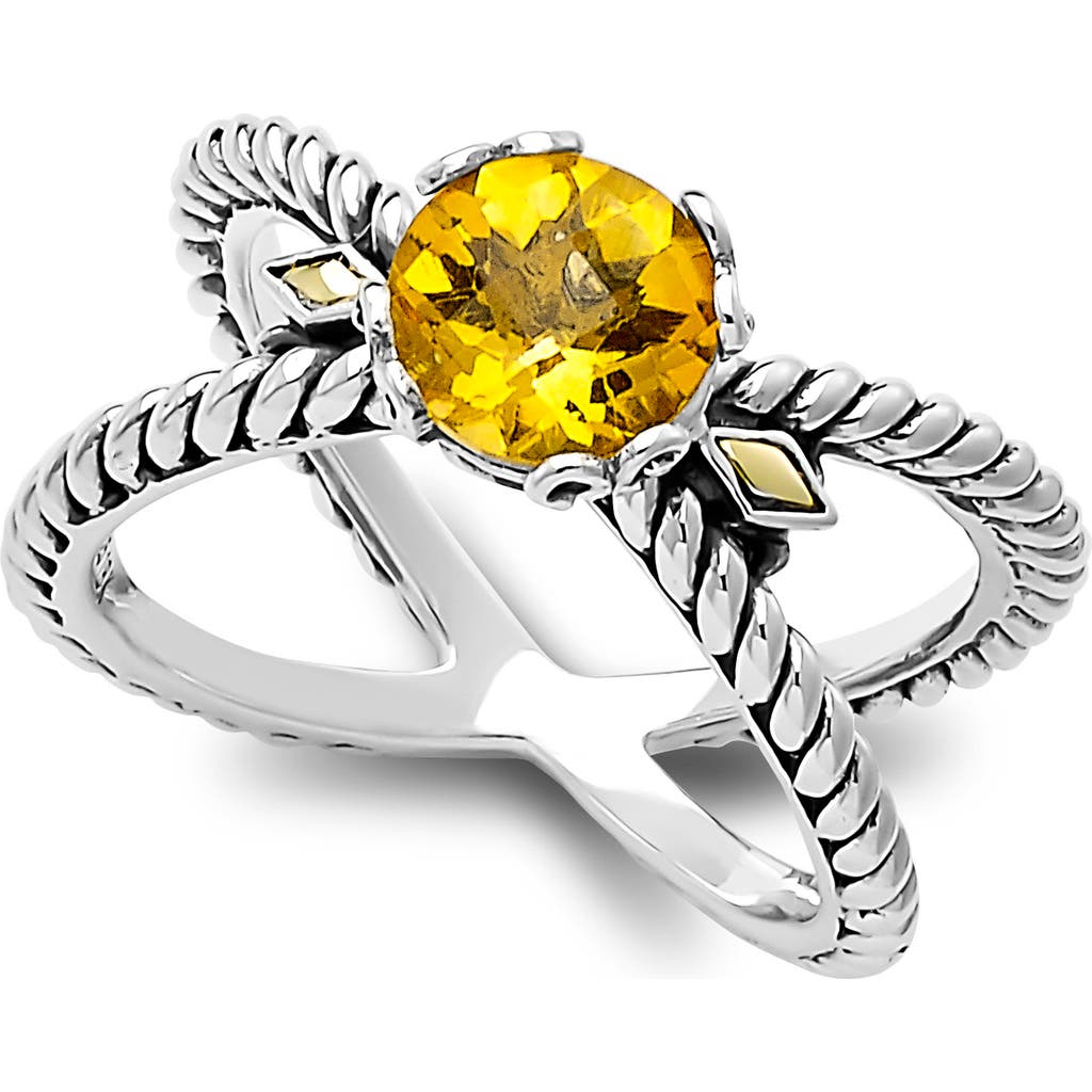 Samuel B. 18k & Silver 1.30 Ct. Tw. Citrine X Ring In Citrine Yellow