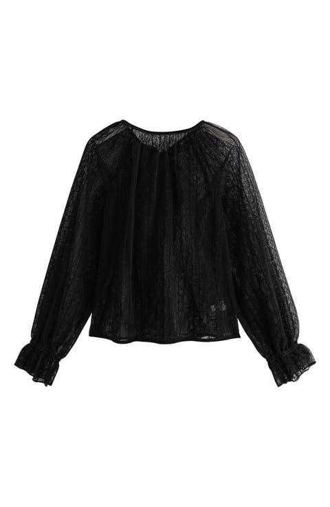 Bow Back Sheer Lace Top