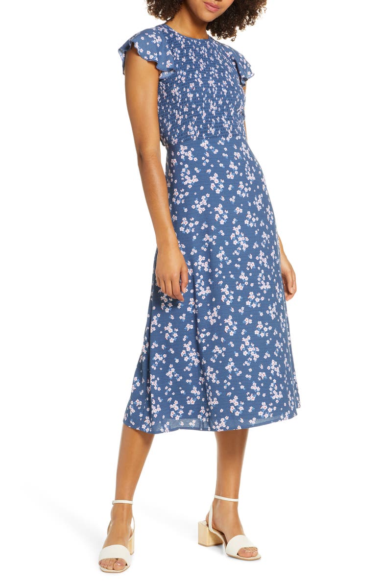 Ali & Jay Casa Del Mar Smocked Floral Midi Dress, Main, color,