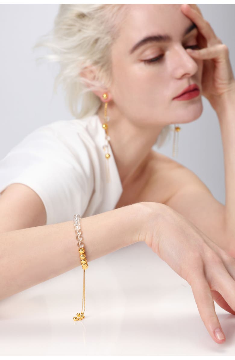 Classicharms FrostLily Clear Crystal and Bead Bolo Bracelet, Alternate, color, Gold