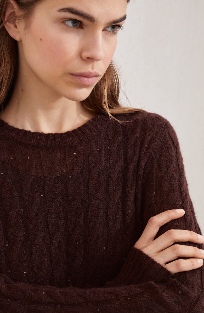 Brunello Cucinelli Dazzling cable knit dress, Alternate, color, Cocoa