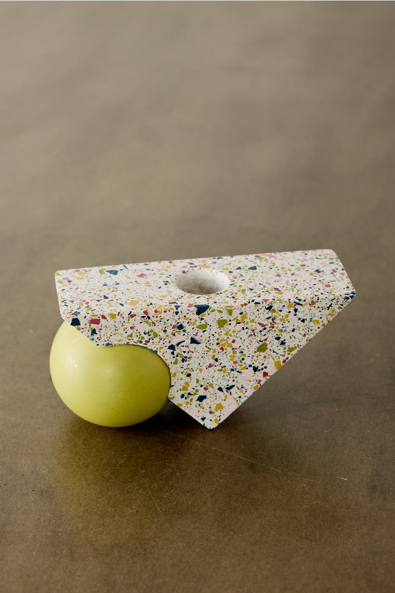 Equilibrium Terrazzo Taper Candle Holder, Main, color, Bright Green
