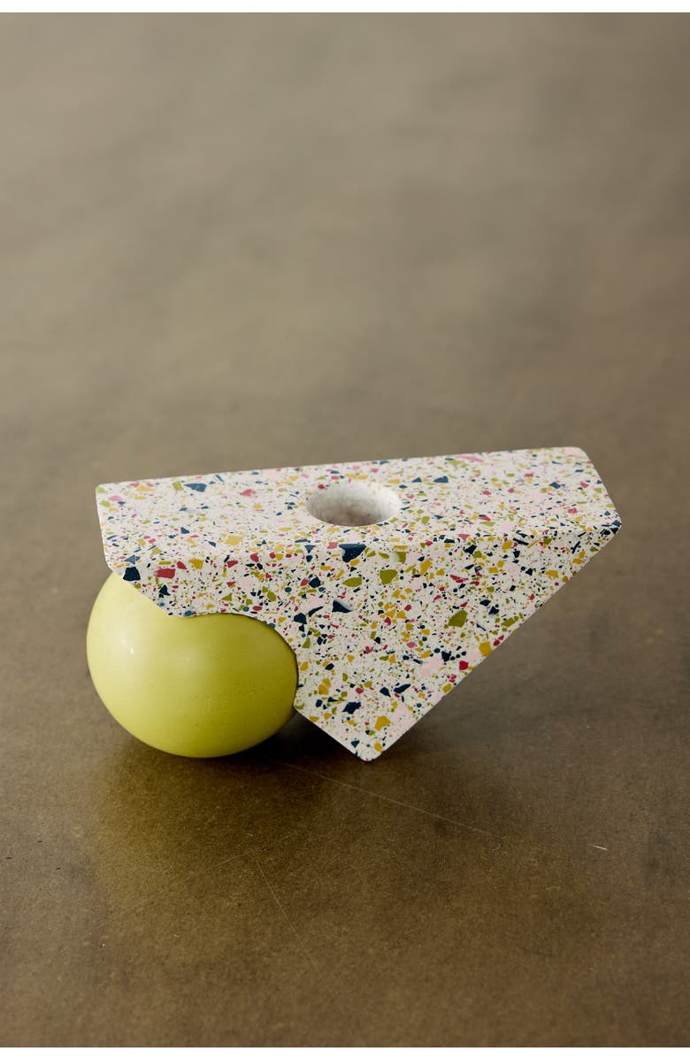 kanju Interiors Equilibrium Terrazzo Taper Candle Holder, Main, color, Bright Green