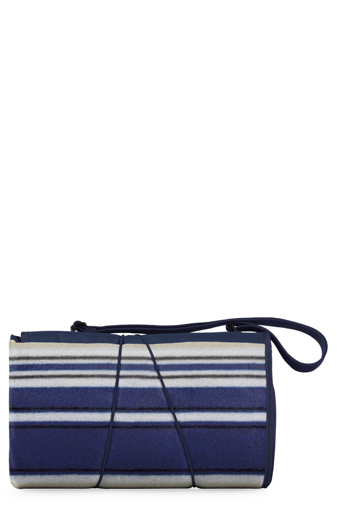 Oniva a Picnic Time Brand ONIVA Blanket Tote Outdoor Picnic Blanket, Alternate, color, Blue Stripe Pattern With Navy
