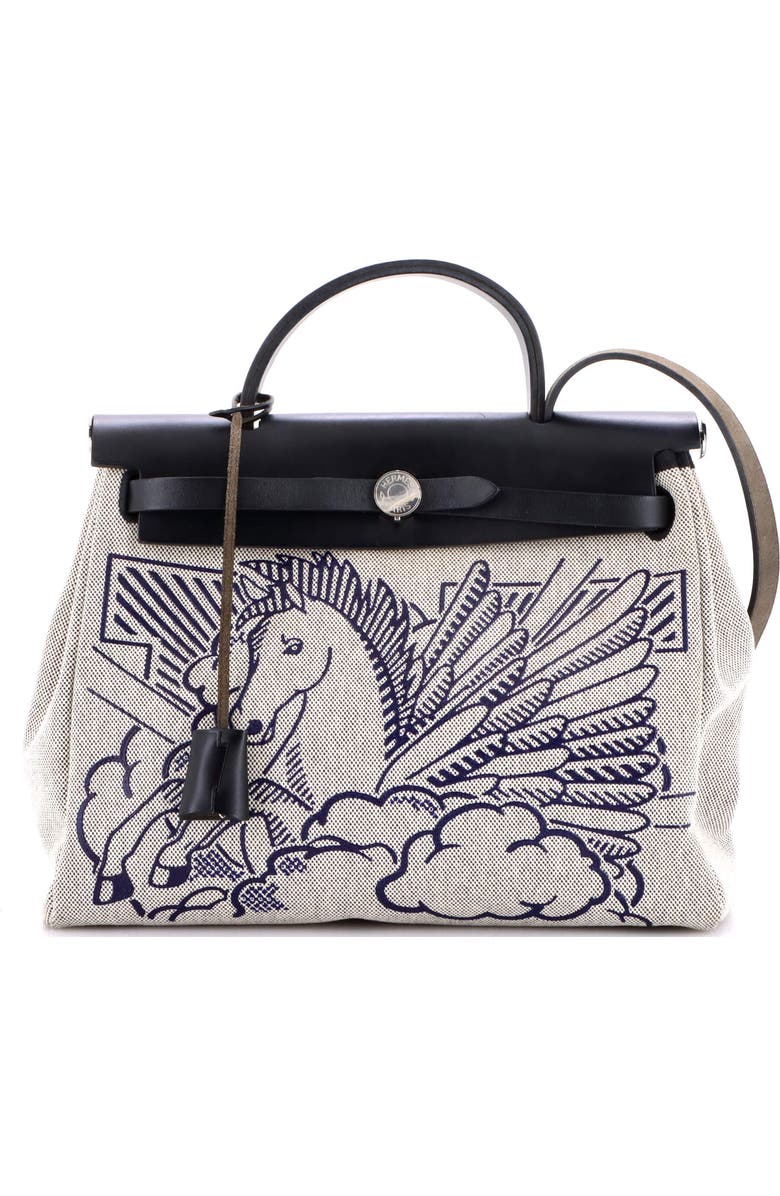 Pre-Owned Hermes Herbag Zip Pegase Pop Toile and Leather 31, Main, color, Bleu Indigo