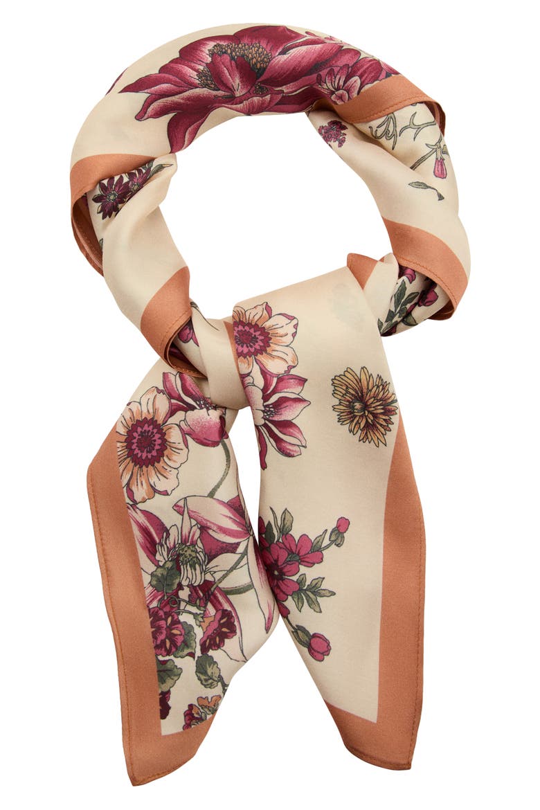 Floral Print Scarf, Alternate, color, ECRU