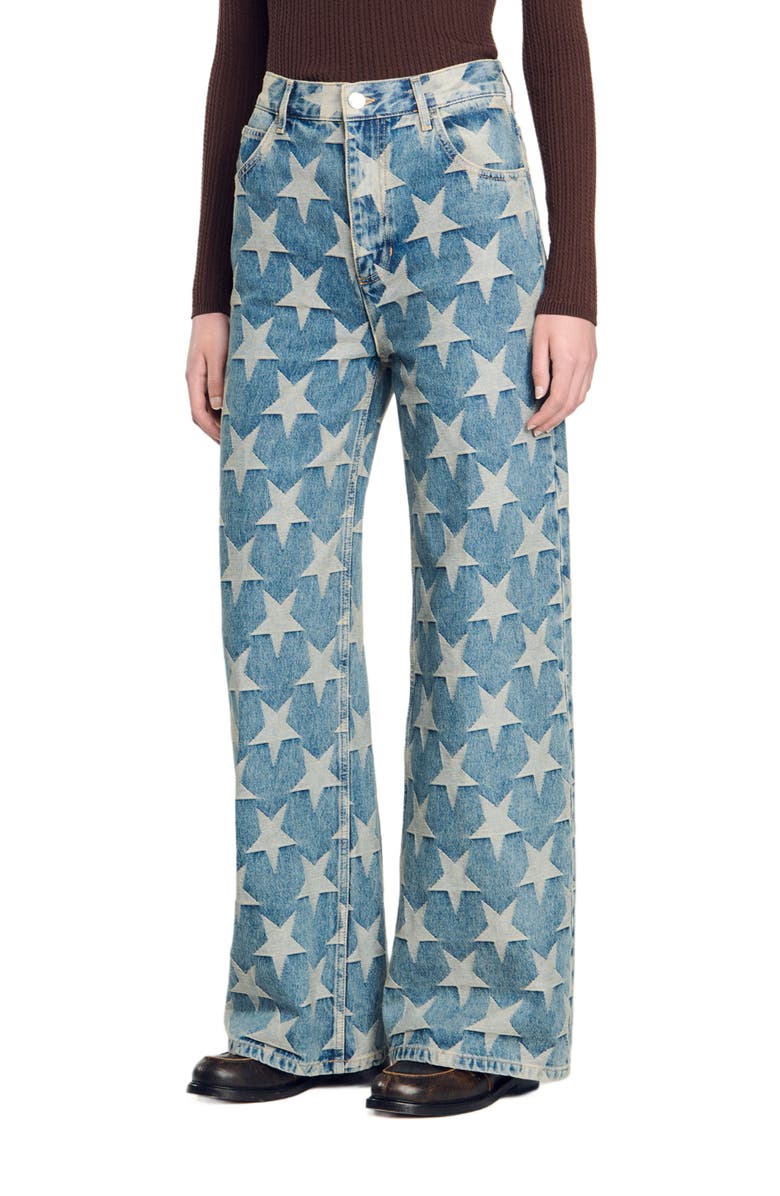 SANDRO Starry jacquard jeans, Alternate, color, 