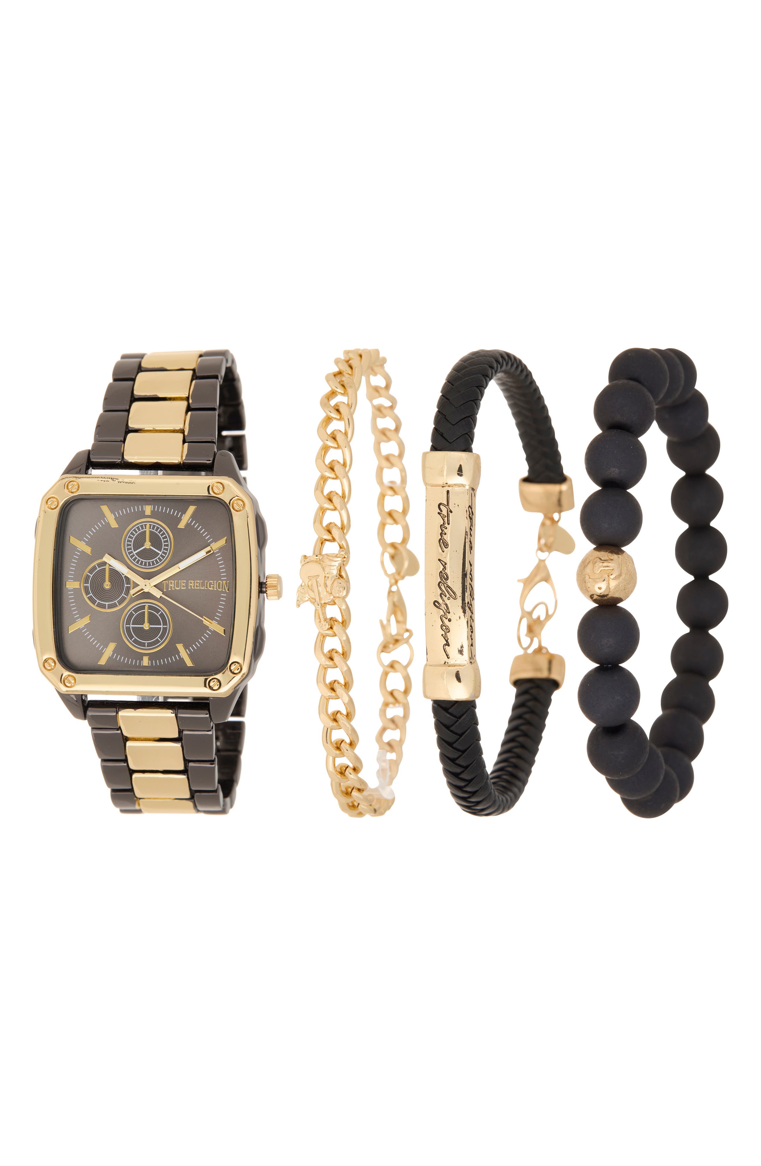 True Religion Square Two-Tone Bracelet Watch, 32.5mm & Assorted Bracelets Set