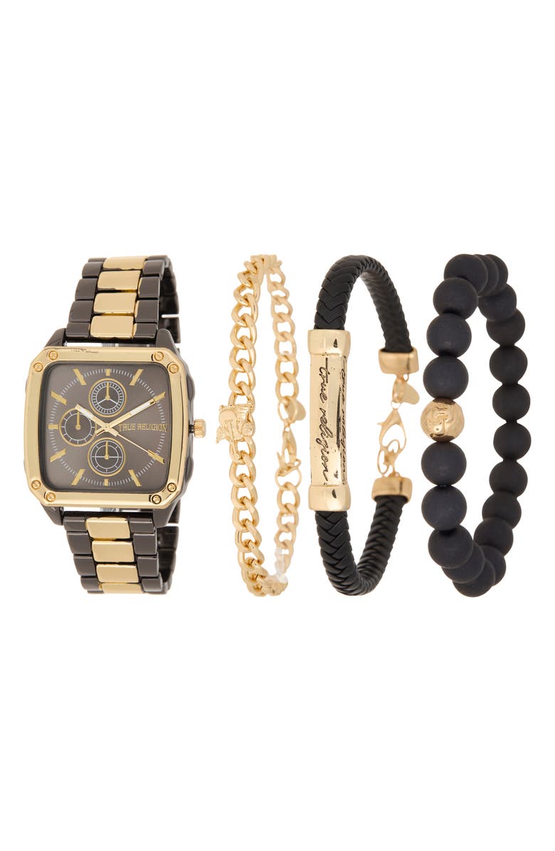 True Religion Square Two-Tone Bracelet Watch, 32.5mm & Assorted Bracelets Set, Main, color, Two Tone