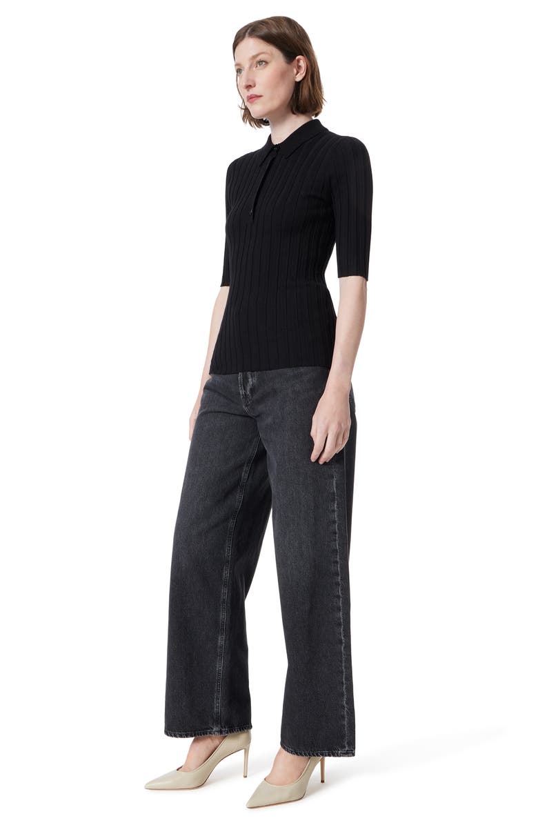 DO by Dee Ocleppo Rib Polo Sweater, Alternate, color, Black
