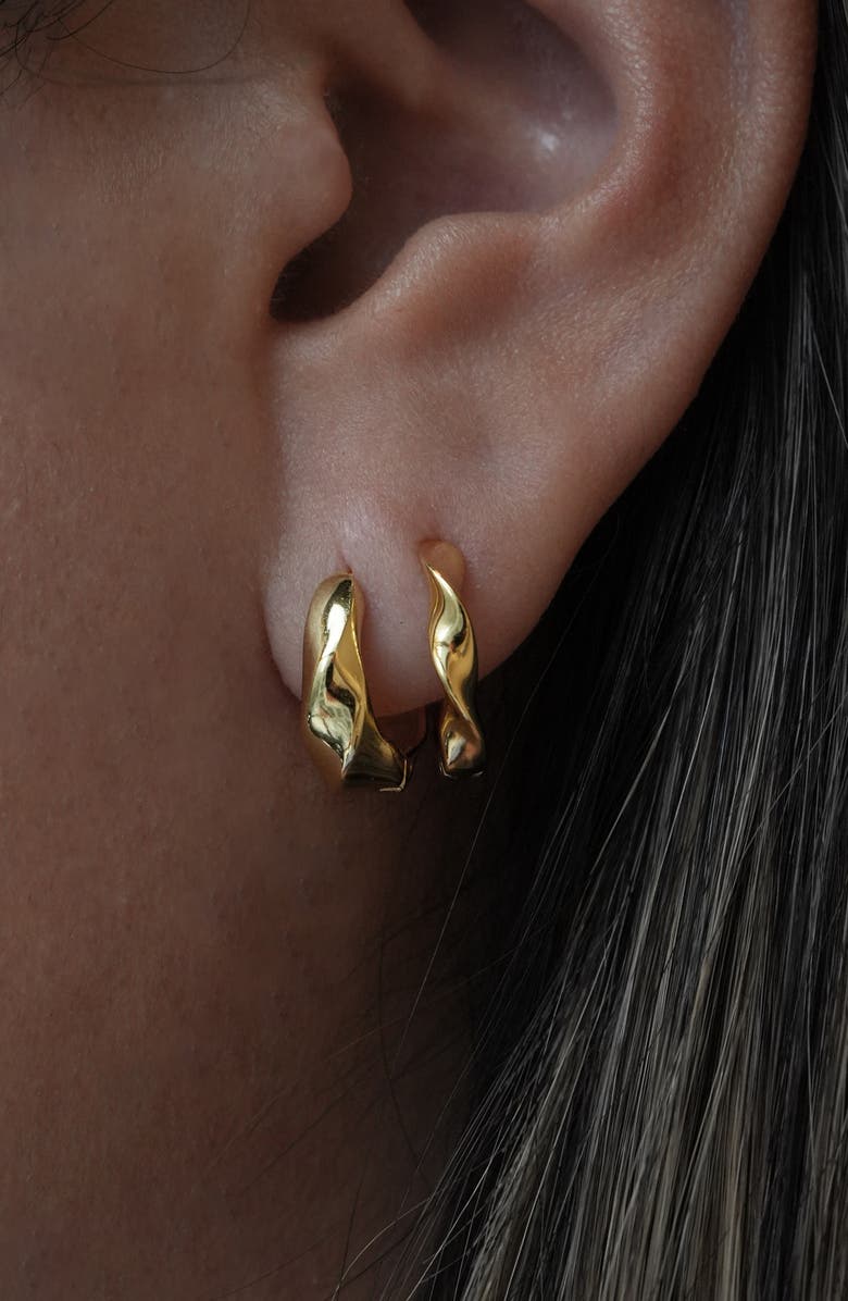 Argento Vivo Sterling Silver Set of 2 Twisted Hoop Earrings, Alternate, color, Gold