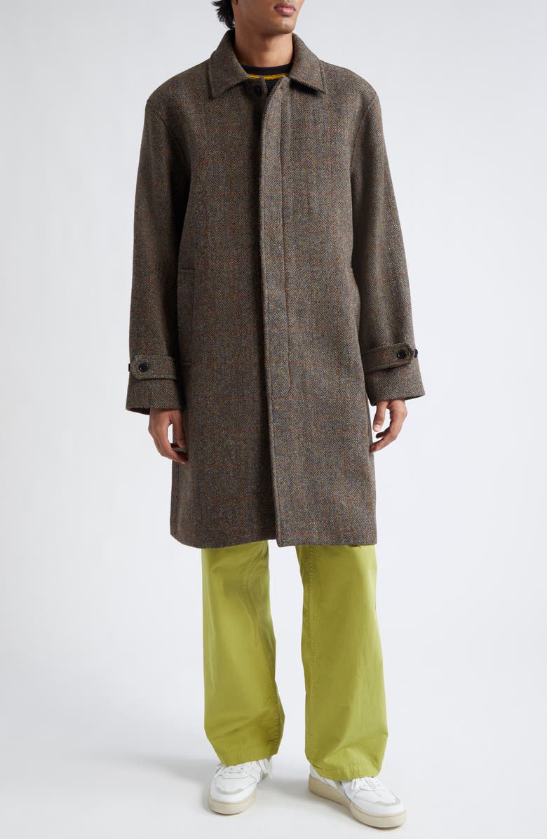 PALMES Cedric Wool Herringbone Topcoat, Alternate, color, Brown Herringbone