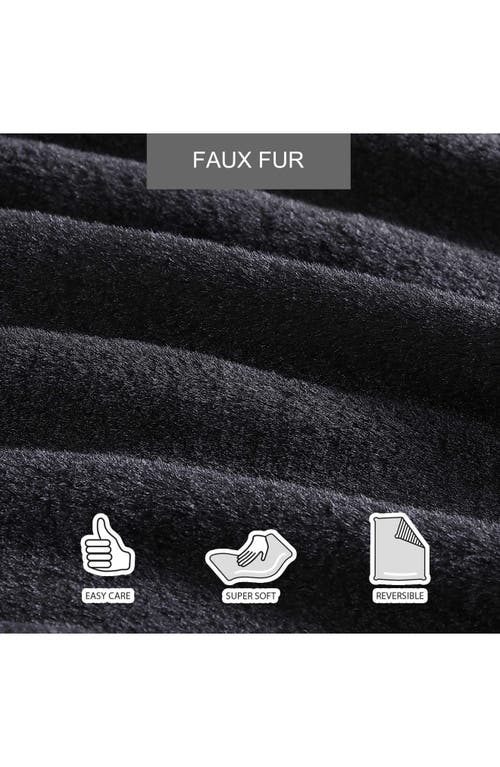 City Scene Fur Like Solid Fur Like Reversible Throw Blanket In Black