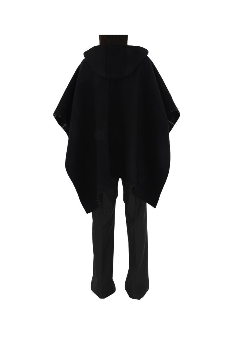 Reversible Check Cashmere Hooded Cape, Alternate, color, Black/calico beige