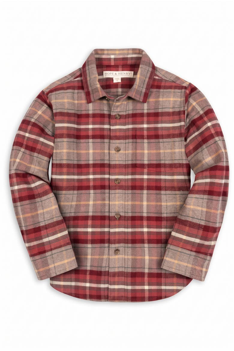 Kids' Organic Flannel Button Down Shirt, Main, color, Rosy Taupe Plaid