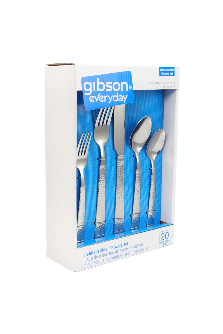 Prato 20 Piece Flatware Set, Main, color, Metallic Silver