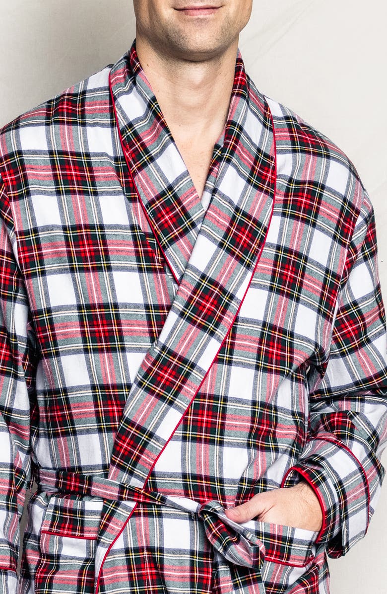 Petite Plume Balmoral Tartan Brushed Cotton Twill Robe, Alternate, color,