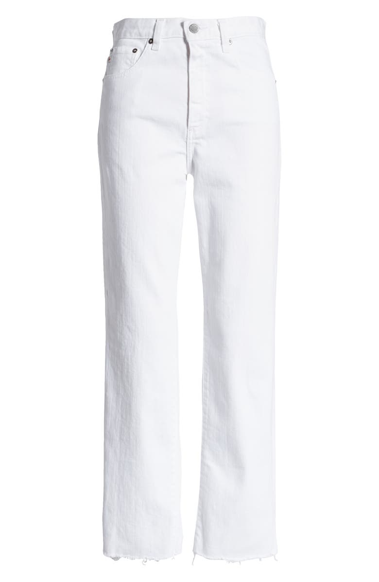 AG Alexxis High Waist Raw Hem Ankle Straight Leg Jeans, Alternate, color, White