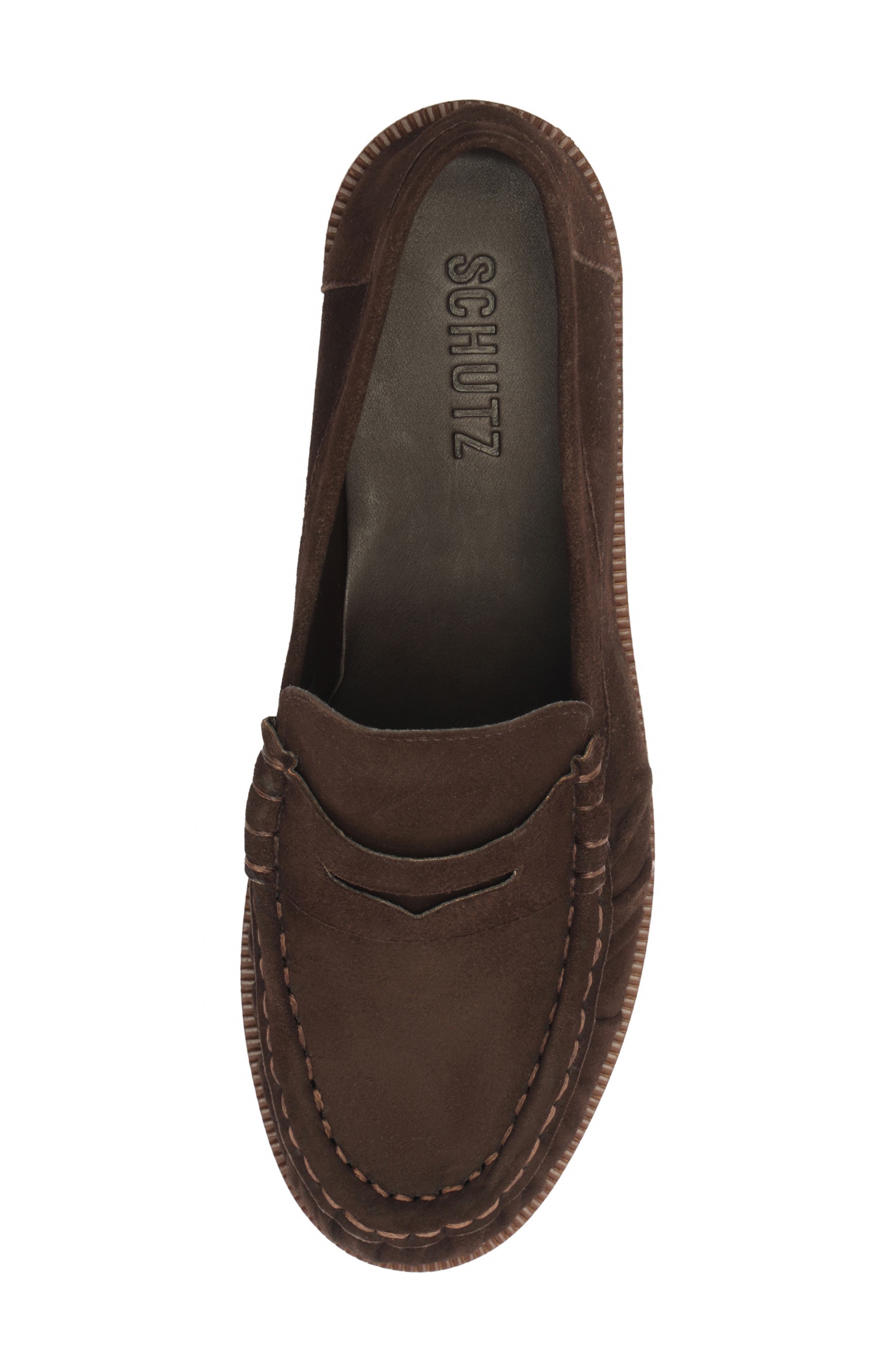 Schutz Tyche Penny Loafer, Alternate, color, Dark Brown