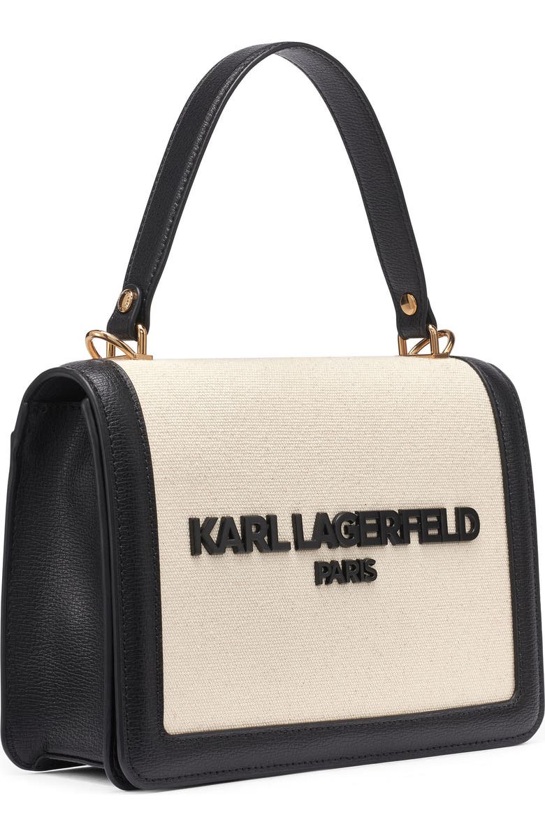 KARL LAGERFELD PARIS Simone Canvas Satchel, Alternate, color, Natural/Black