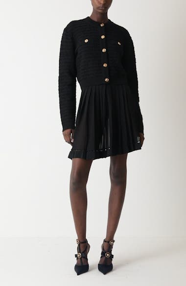 【送料&関税込】Versace Black Wool Blend Cardigan Wool-Cashmere Cardigan (1014091-1A11287-1B000-BLACK)