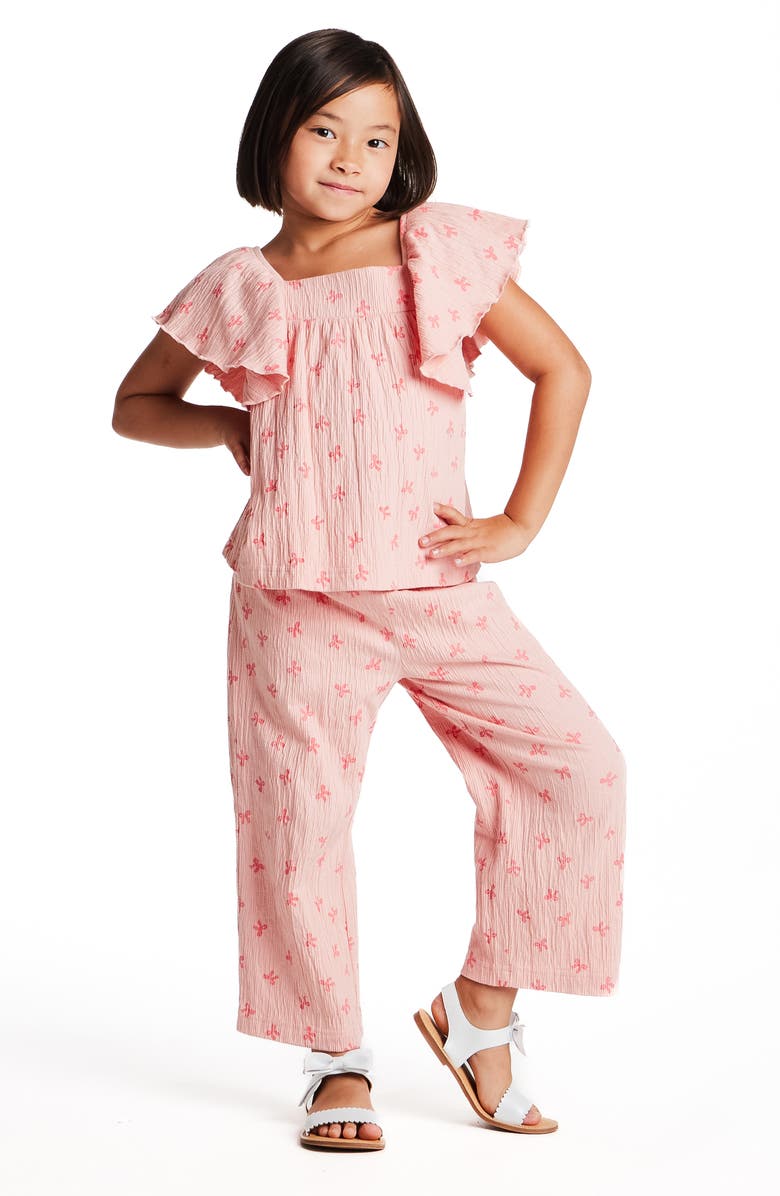Andy & Evan Kids' Ruffle Top & Pants Set, Alternate, color, Pink Bows