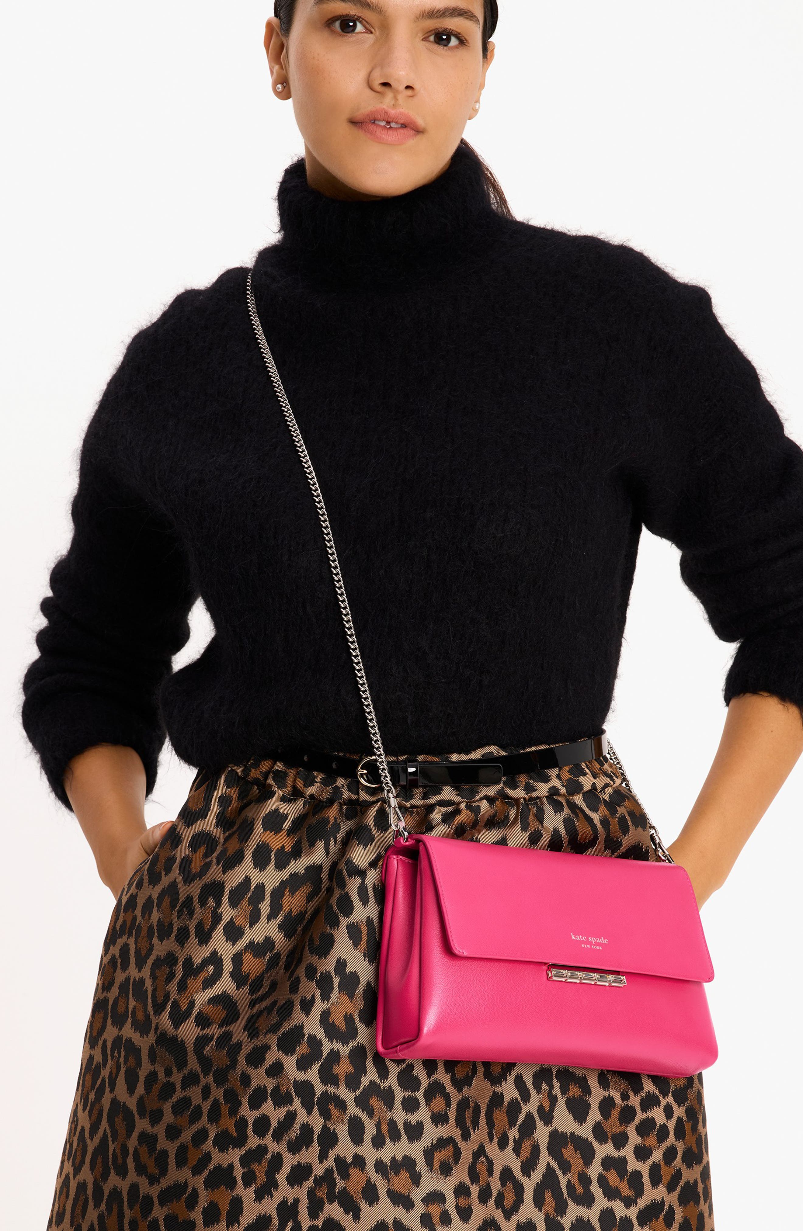 grace embellished lock leather crossbody bag, Alternate, color, ROSEHIP