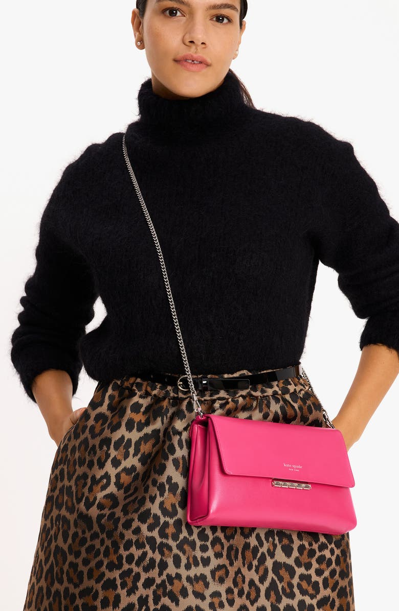 Kate Spade New York grace embellished lock leather crossbody bag, Alternate, color, Rosehip