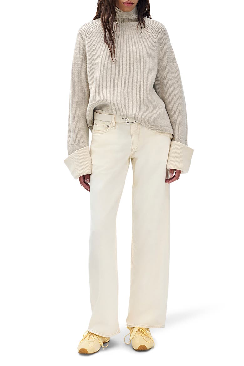 Ilaria Contrast Turtleneck Wool Sweater, Alternate, color, OAT