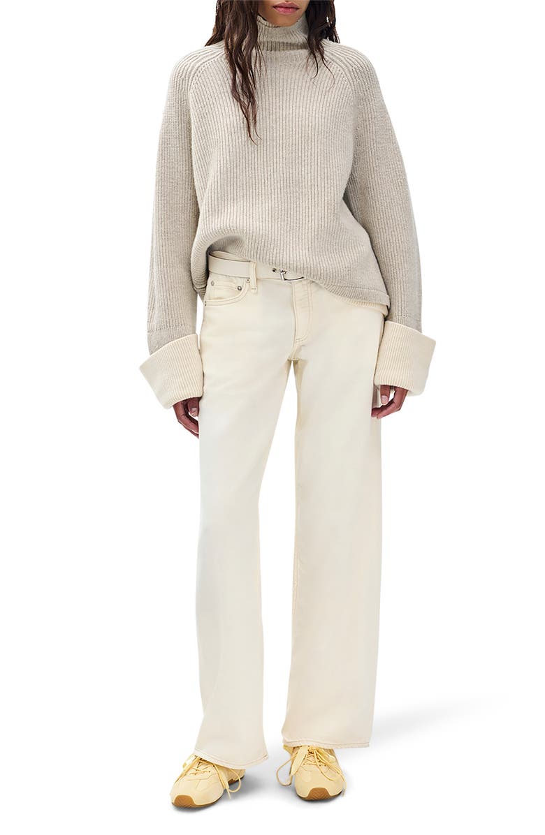 rag & bone Ilaria Contrast Turtleneck Wool Sweater, Alternate, color, Oat