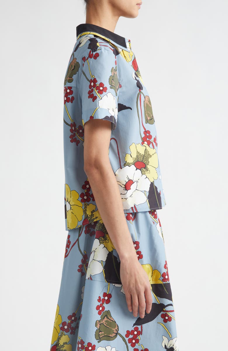 Marni Floral Short Sleeve Button-Up Shirt, Alternate, color, Mfb31sky