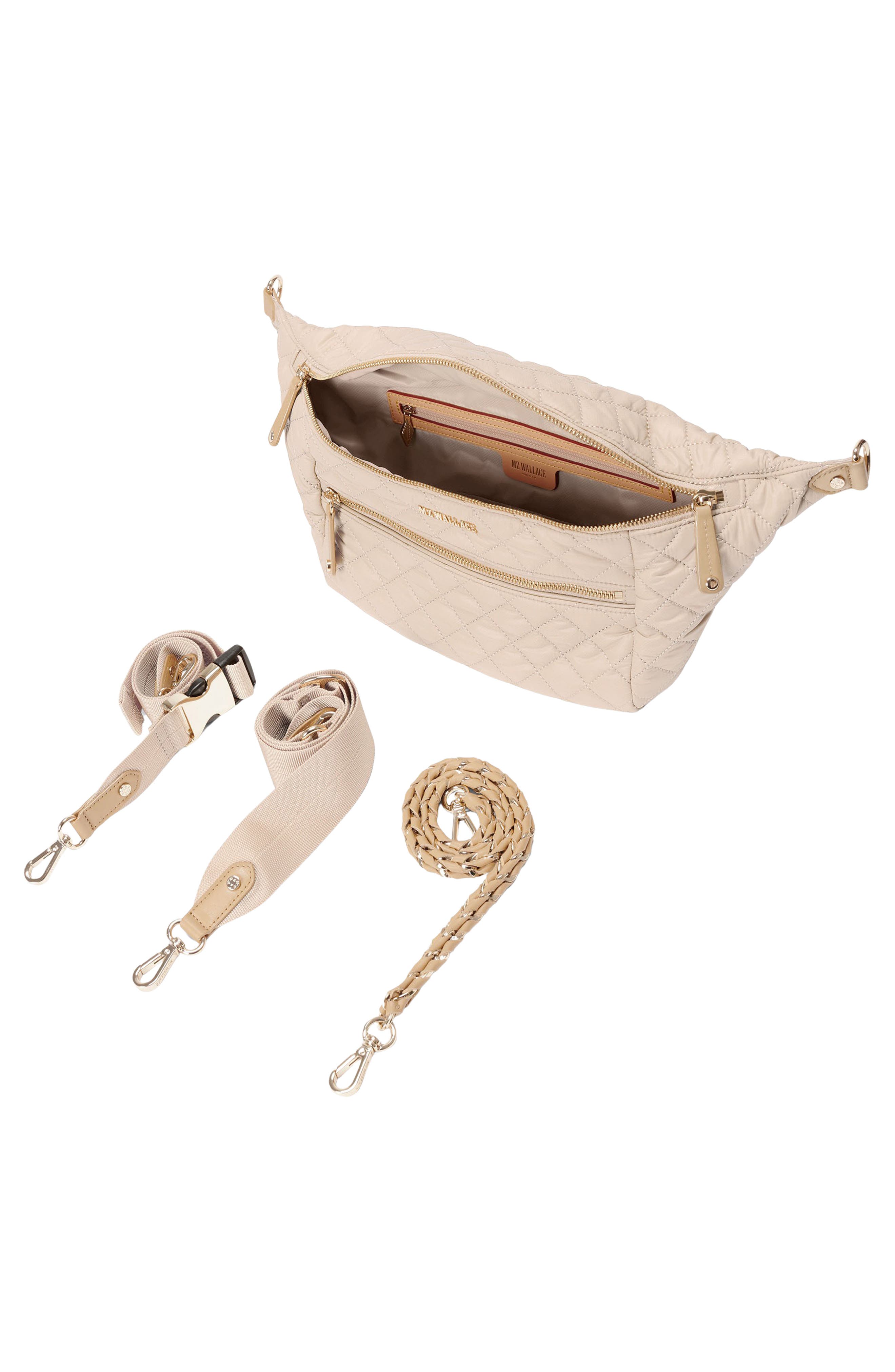 MZ Wallace Crosby Quilted Nylon Convertible Sling Bag, Alternate, color, Buff