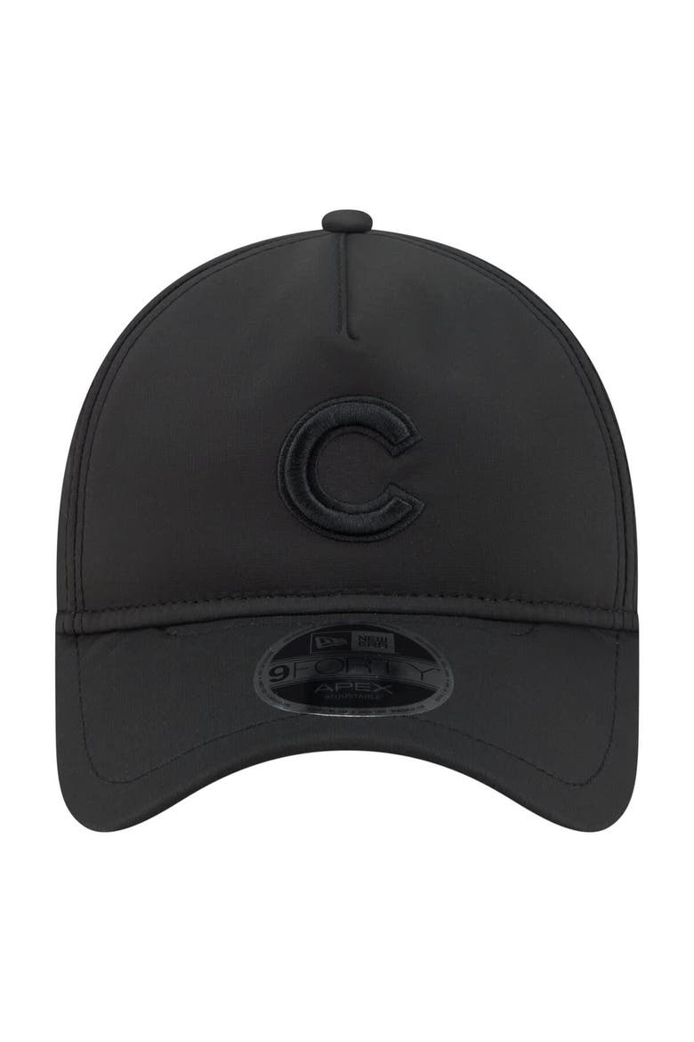 Men's New Era  Black Chicago Cubs Injection Apex 9FORTY Adjustable Hat, Alternate, color, Black
