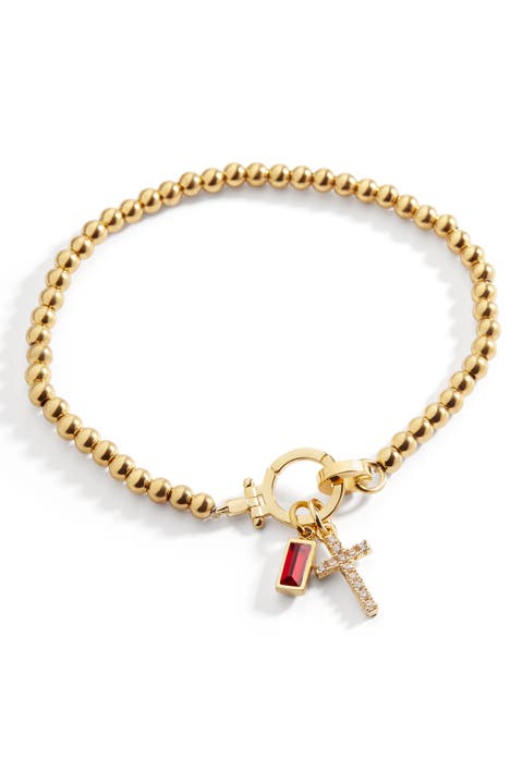 Cross Charm Birthstone Bracelet