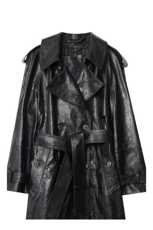 Burberry Castleford Leather Belted Trench Coat In Multi