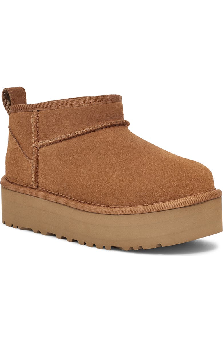 UGG<sup>®</sup> Kids' Classic Ultra Mini Platform Boot, Main, color, Chestnut/Chestnut