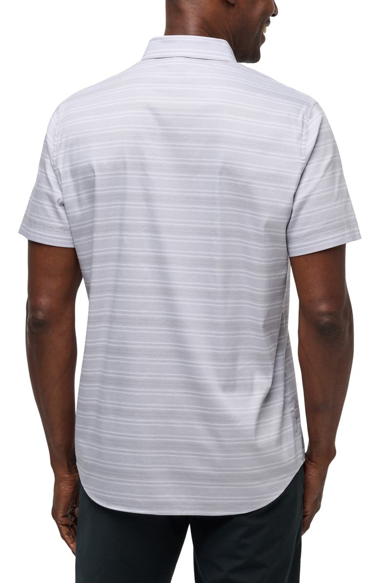 TravisMathew On the Table Stripe Short Sleeve Stretch Button-Up Shirt, Alternate, color, Micro Chip