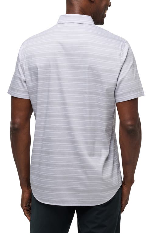 Travismathew On The Table Stripe Short Sleeve Stretch Button-up Shirt In Micro Chip
